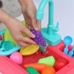 Kitchen Set & Sink Dishwasher Basin Vegetables Toy Set Kids Pretend Toys Blue| Green|Orange - Image 5