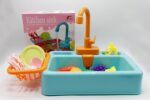 Kitchen Set & Sink Dishwasher Basin Vegetables Toy Set Kids Pretend Toys Blue| Green|Orange - Image 8