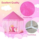 Princess Kids Play Tent House with LED Lights – Indoor Outdoor Children Playhouse Castle Tent with Curtains & Mat (Free 50 Shiny Balls) - Image 14
