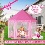 Princess Kids Play Tent House with LED Lights – Indoor Outdoor Children Playhouse Castle Tent with Curtains & Mat (Free 50 Shiny Balls) - Image 5